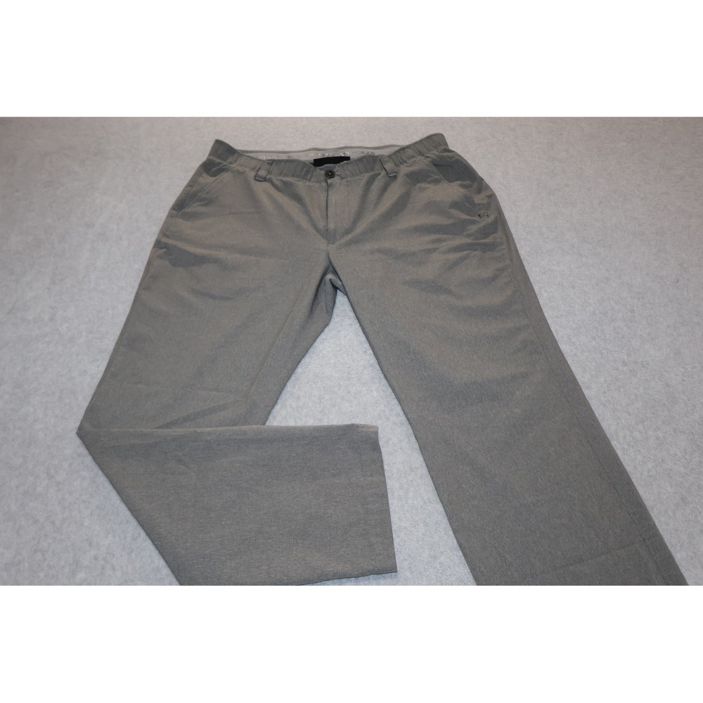 Under Armour Golf Pants Mens 38x32 Gray Loose Fit Performance Tapered Flat **